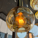 Industriële Hanglamp voor Eettafel – Zwart/Amber Glas – 7-Lichts – Dimbaar