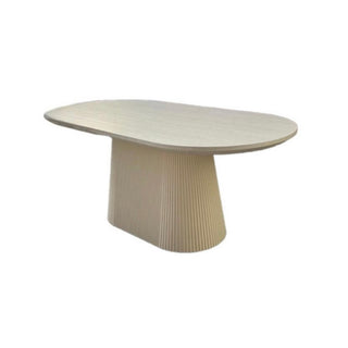 Ovale Japandi eettafel – crèmekleurig MDF