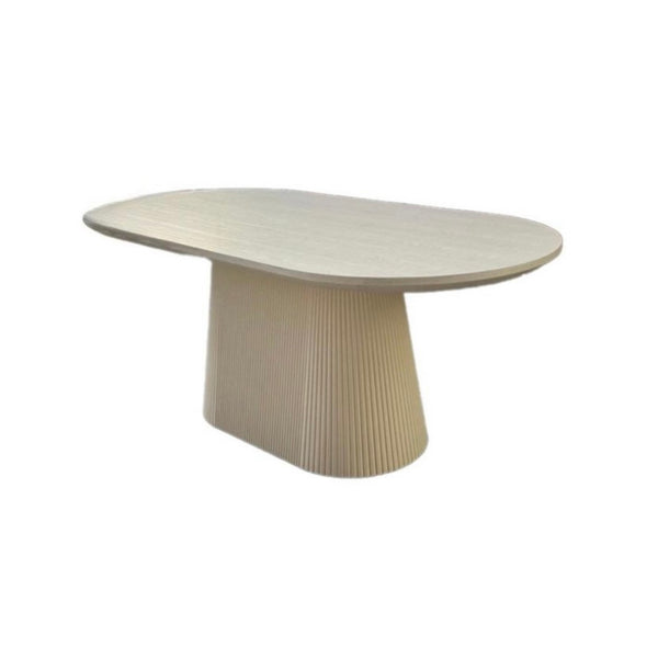 Ovale Japandi eettafel – crèmekleurig MDF