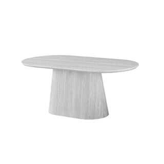 Ovale Japandi eettafel – lichtgrijs MDF
