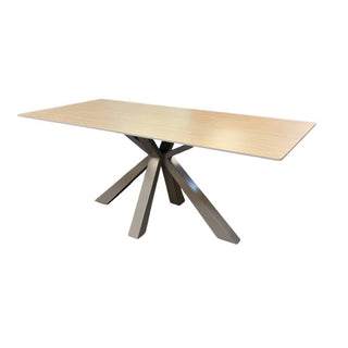 Langwerpige Marmerlook Eettafel Beige kleurig- Met grijze poten