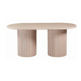 Japandi Eettafel Ovaal 2 potig Steen Blad