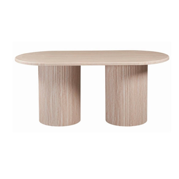 Japandi Eettafel Ovaal 2 potig Steen Blad