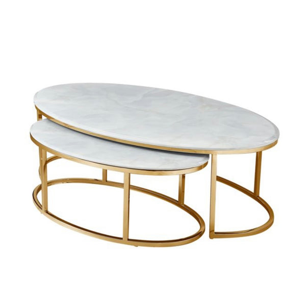 Salontafels marmer Florence goud