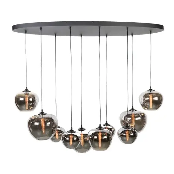 Handgemaakte ovale eettafel hanglamp met verstelbare smoke bollen