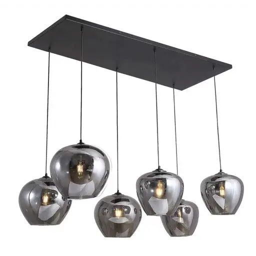 Hanglamp boven de eettafel 6 appel smoke bollen