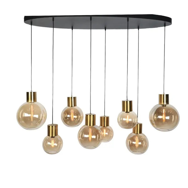 Hanglamp eettafel ovaal amber bollen