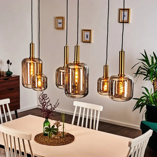 Luxueuze eettafel hanglamp 6 smoke bollen