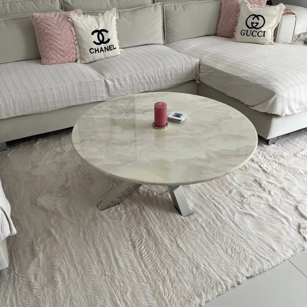 Marmerlook salontafel rond