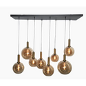 Eettafel hanglamp 8 bollen amber glas