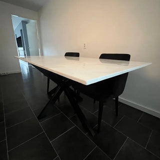 Moderne langwerpige eettafel marmer design zwart