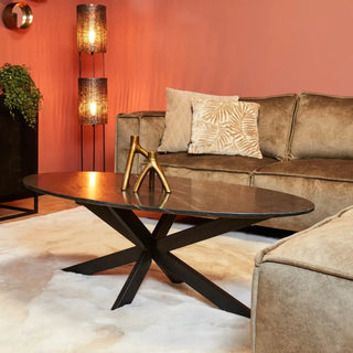 Salontafel Marmerlook ovaal zwart