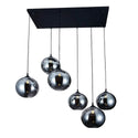 Sfeervolle eettafel hanglamp met 6 verstelbare bollen in smoke glas - Mobset Home