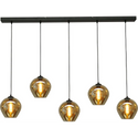 Eettafel hanglamp 5 bollen amber glas