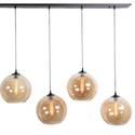 Eettafel hanglamp 4 bollen Amber glas - Mobset Home