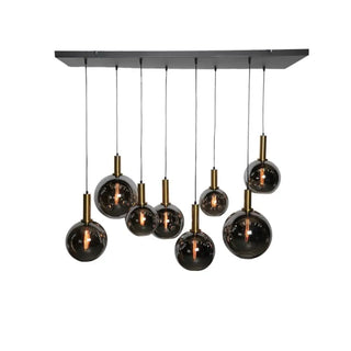 Eettafel hanglamp 8 bollen smoke glas