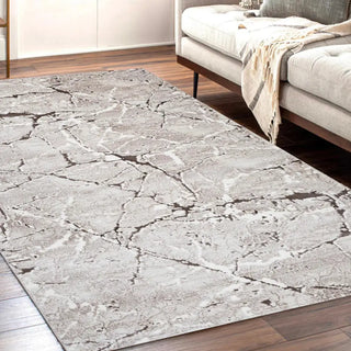 Vloerkleed hoogpolig taupe bruin Emina