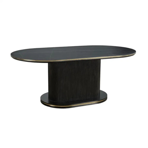 Zwarte Japandi eettafel ovaal