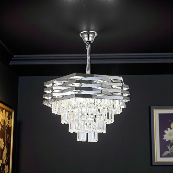 Moderne Kroonluchter Hanglamp – Zilver 45 Ø