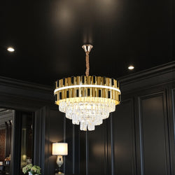 Hanglamp kroonluchter goud design met led strip 60 Ø