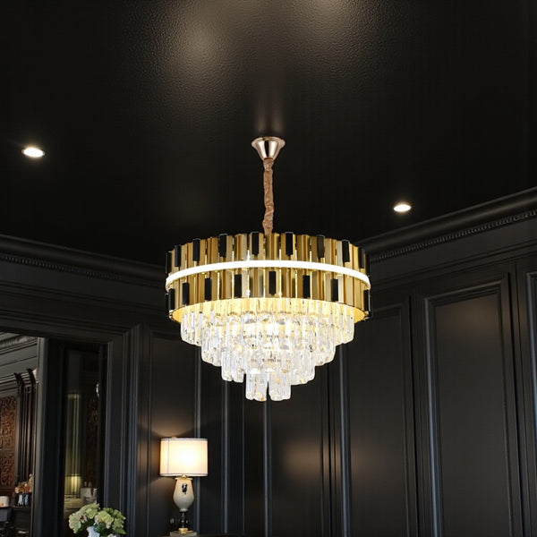 Hanglamp kroonluchter goud design met led strip 60 Ø