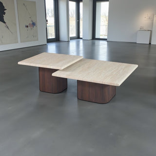 Japandi Salontafels Rechthoekig - Travertin Bruin set