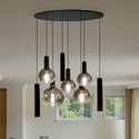 Industriële Hanglamp voor Eettafel ovaal – Smoke Glas – 8-Lichts – Dimbaar