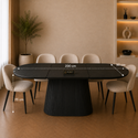 Ovale uitschuifbare Japandi eettafel – zwart MFD (160–200 cm)