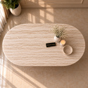 Salontafel Japandi travertin 2 potig ovaal 130 cm - Kimberly
