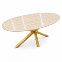 Eettafel Ovaal Beige Travertin met x goud 180cm