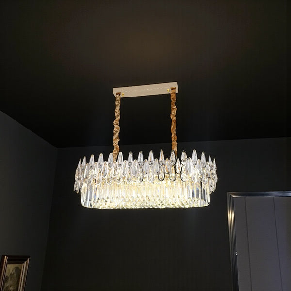 Hanglamp Eettafel Goud met Druppelvormige Kristallen Glas