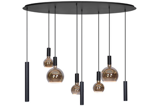 Ovalen plaat eettafel hanglamp met spots