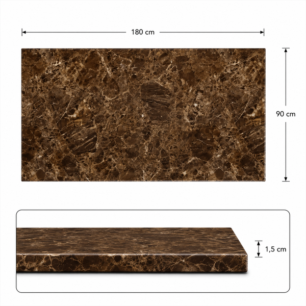 Eettafel Travertin Bruin  Langwerpige Goud 180cm - Luna