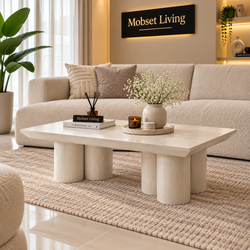 Salontafel Mangohout Crème 6 Potig - 130 cm