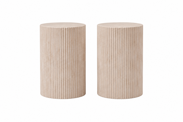 Eettafel Ovaal Japandi 2 potig Travertin