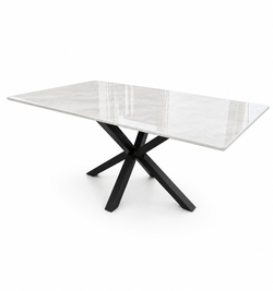 Eettafel zwart creme blad – Travertin 180cm