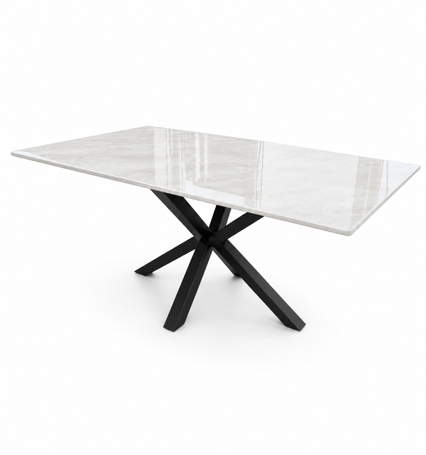 Eettafel zwart creme blad – Travertin 180cm