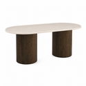 Eettafel Ovaal travertin - Japandi stijl 2 potig - 200cm
