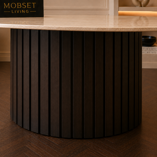 Eettafel Japandi Keramiek Ovaal bruin 180 cm - Stella