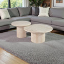 Japandi Salontafels Rond - Travertin set van 2 stuks