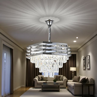 Moderne kroonluchter hanglamp – zilver & Transparant Glas 60cm – Voor Eettafel of Woonkamer