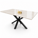Eettafel Travertin Crème – Stijlvolle Zwarte Poten 180cm