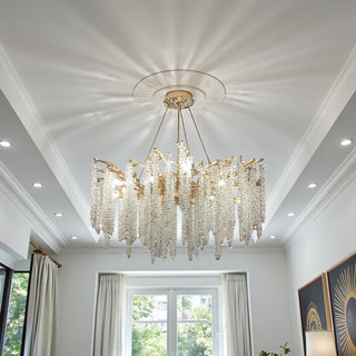 Luxe Hanglamp Goud met Kristallen Stenen - 10 Lichtpunten