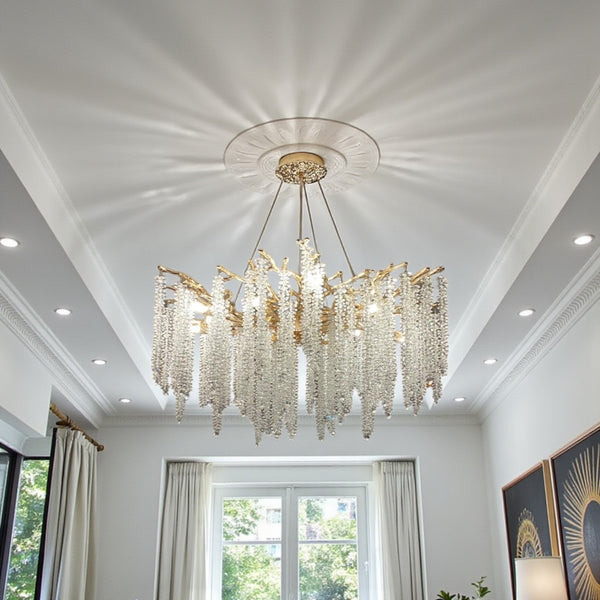 Luxe Hanglamp Kroonluchter Goud met Kristallen Stenen - 10 Lichtpunten