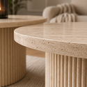 Salontafels Japandi travertin rond - Kimberly