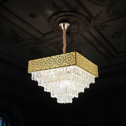 Oosterse Kroonluchter Hanglamp Rechthoekig Goud