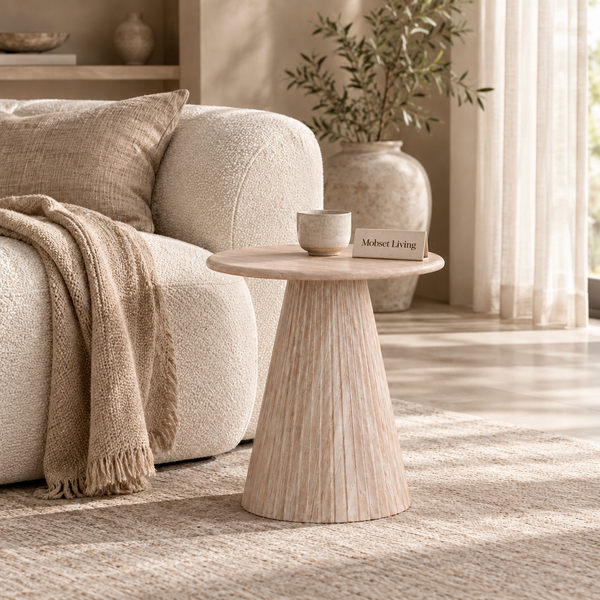Bijzettafel Japandi Travertin Beige