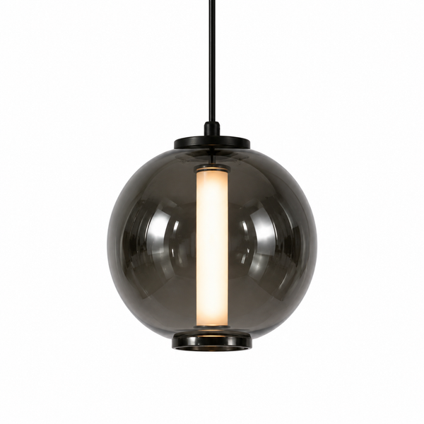 Industriële Hanglamp Eettafel – Langwerpig – Smoke Glas – 5-Lichts Geïntegreerde LED