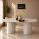 Eettafel Japandi Grijs MDF 2 potig ovaal 180cm - Kimberly