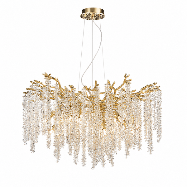 Luxe Hanglamp Kroonluchter Goud met Kristallen Stenen - 6 Lichtpunten